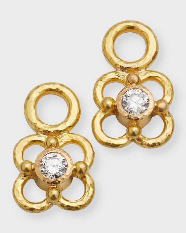 19K Gold Diamond Flower Earring Pendants