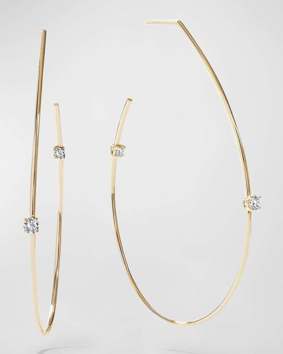 Flawless 14K Gold Solo Diamond Teardrop Hoop Earrings