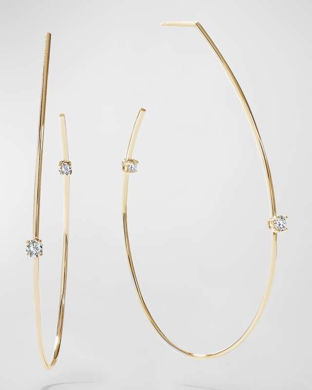 Flawless 14K Gold Solo Diamond Teardrop Hoop Earrings