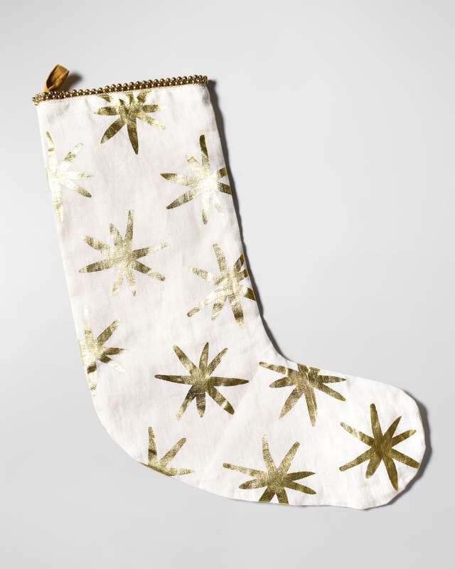 Gold Star Pattern Christmas Stocking
