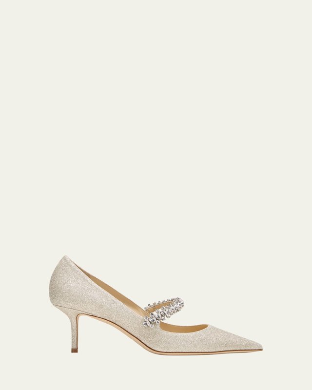 Bing Glitter Crystal-Strap Pumps