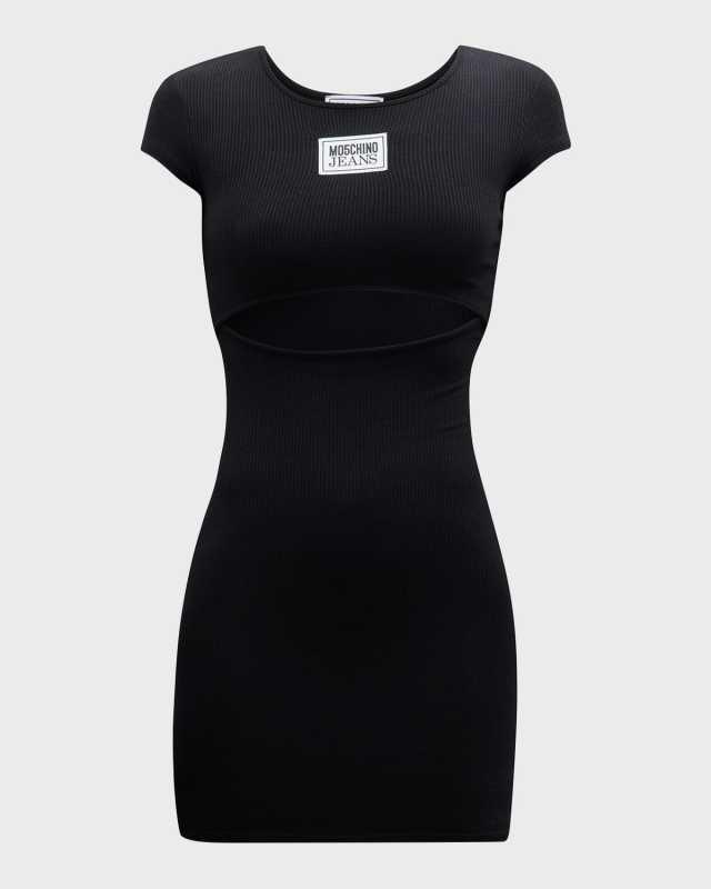 Logo Patch Cut-Out Ribbed T-Shirt Dress