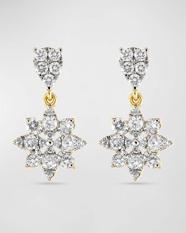 Diamond Tea Rose Drop Earrings