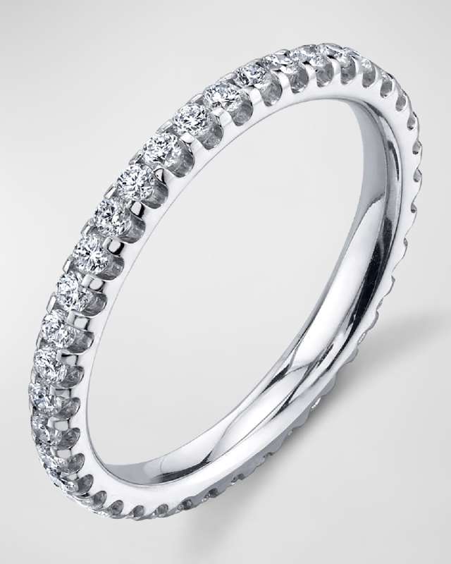 18K White Gold Eternity Comfort Fit Band with U Prong Set Round Cut Diamonds, 0.50ct
