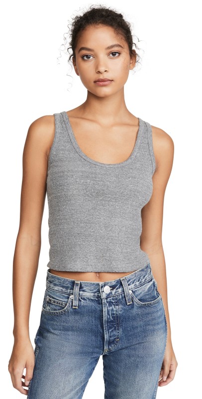 AMO Crop Rib Tank Heather Grey