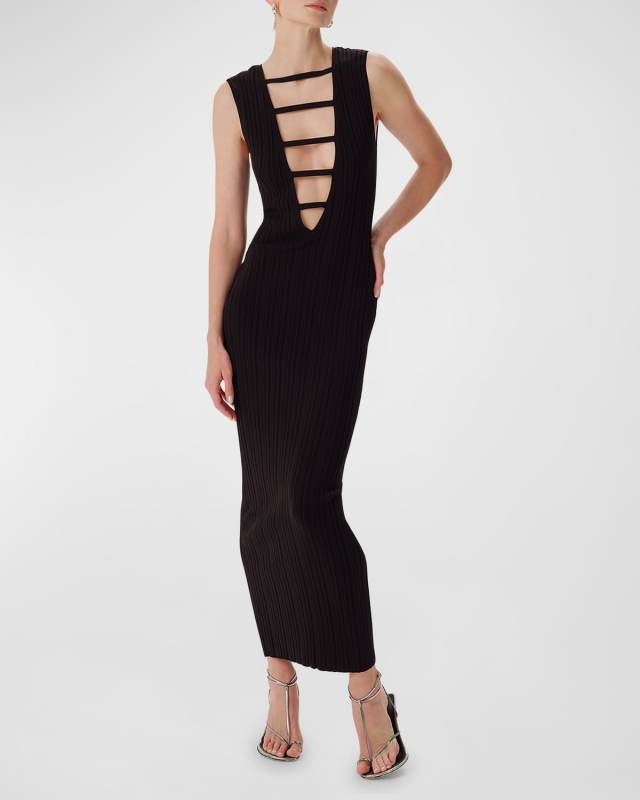 Opal Cutout Rib-Knit Sleeveless Maxi Dress