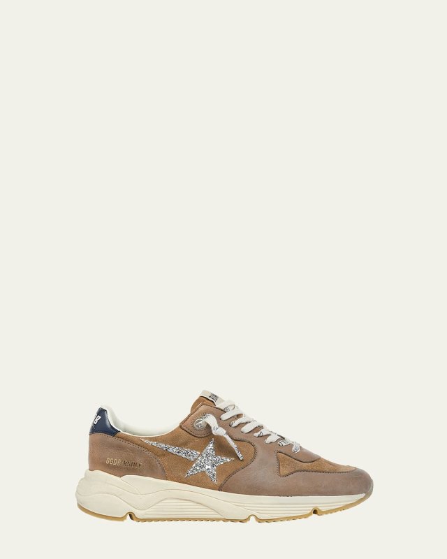 Running Sole Mixed Leather Sneakers