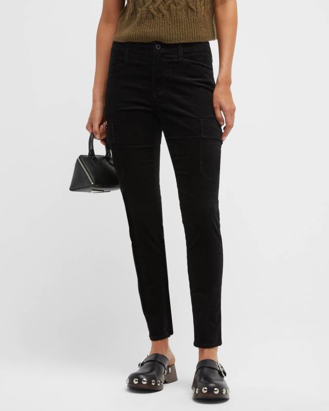 Stretch-Suede Split Hem Crop Pants