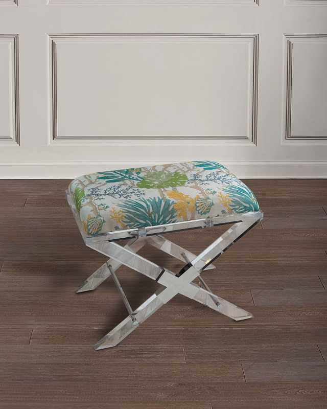 Coral Crossing Lucite Bench