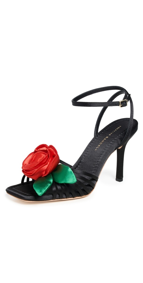 Loeffler Randall Rey Flower Sandals Black/Red/Emerald