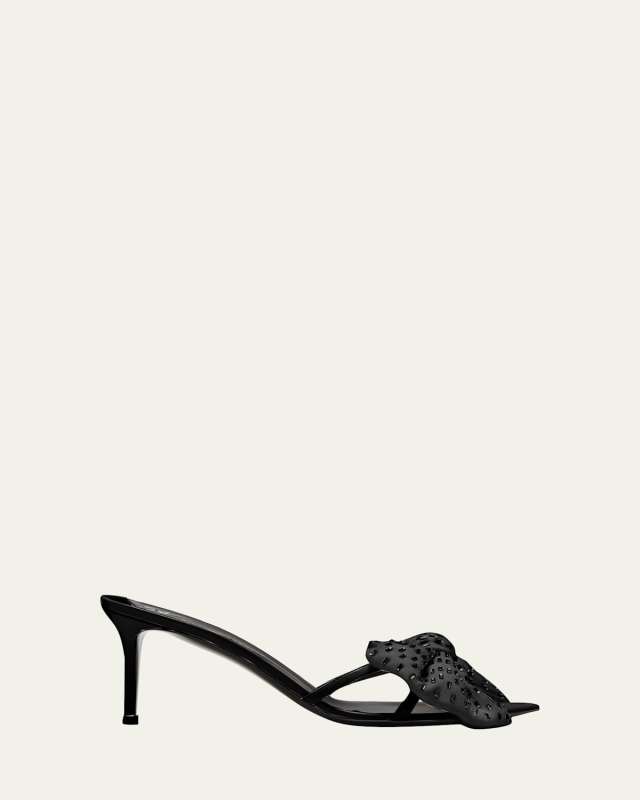 Crystal Bow Stiletto Slide Sandals