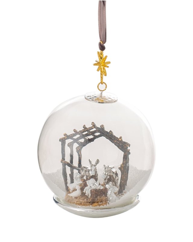 Manger Snow Globe Ornament