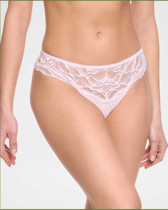 Silhouette Floral Lace & Stretch Mesh Thong