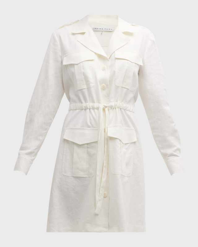 Tasha Patch Pocket Button-Front Mini Dress