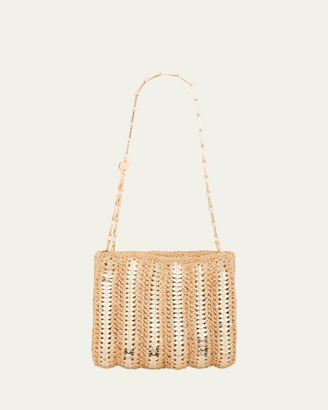 Sac Disc-Link Raffia Shoulder Bag