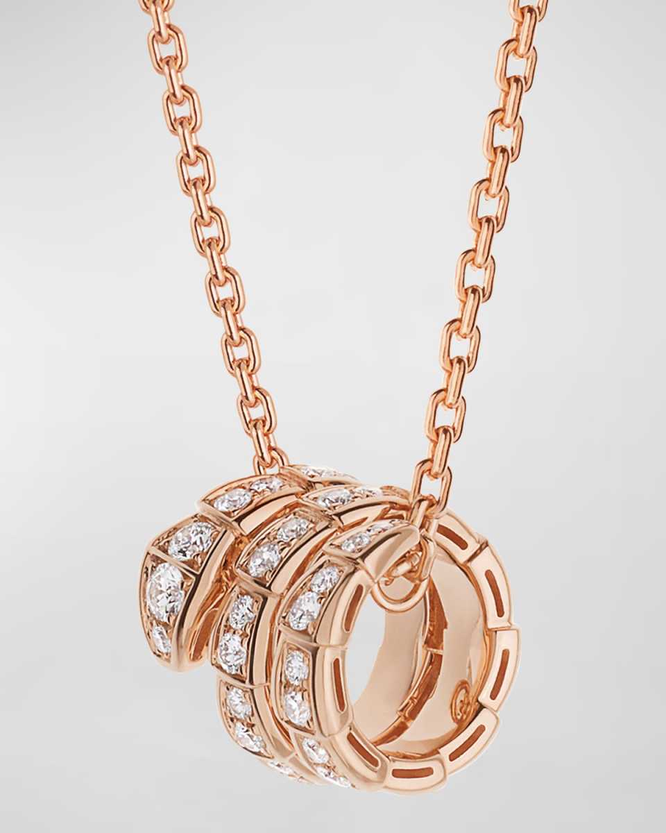 Serpenti Viper Necklace in 18k Rose Gold with Full Diamond Pave