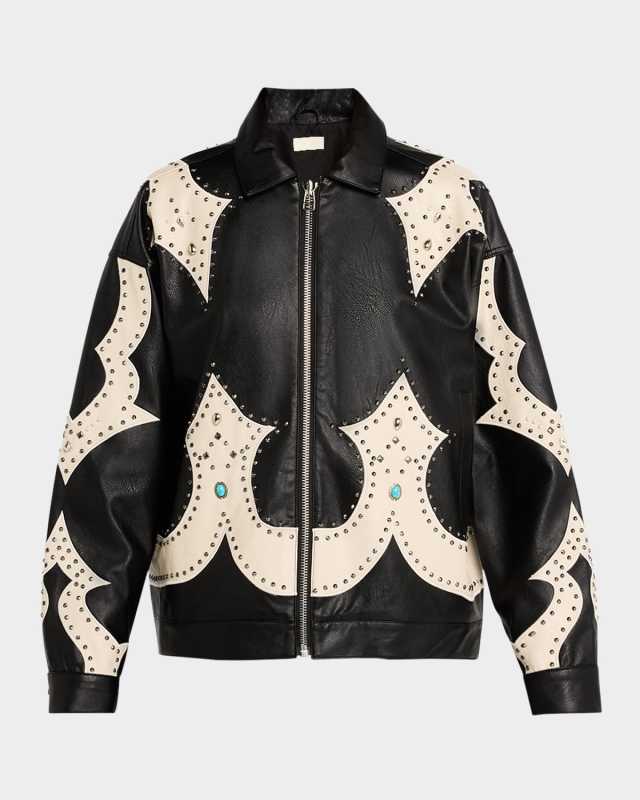 The Zip It Studded Faux-Leather Jacket