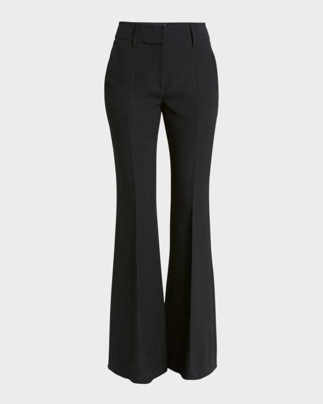 Rhein High-Rise Pintuck Bootcut-Leg Crepe Pants