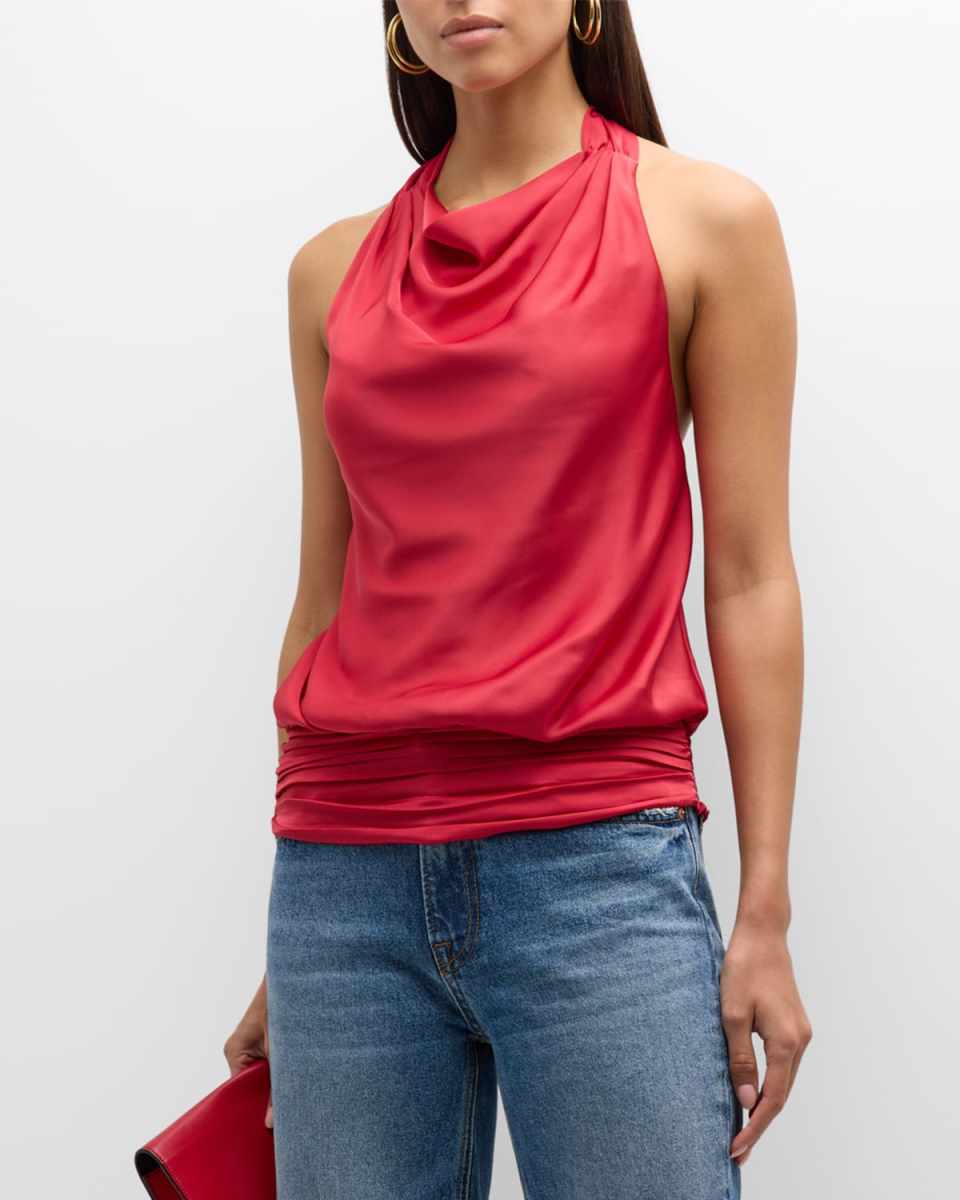 Jada Halter Cowl-Neck Blouse