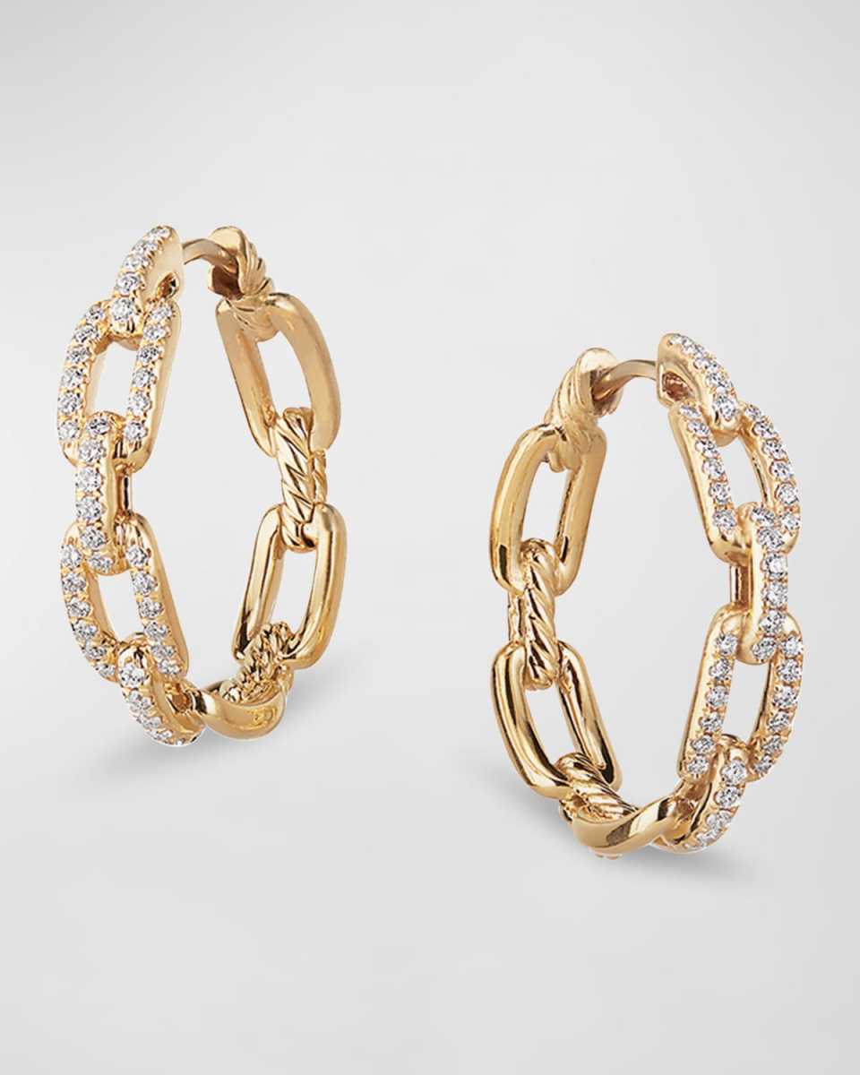 Stax Medium Chain-Link Hoop Earrings with Diamonds in 18K Yellow Gold
