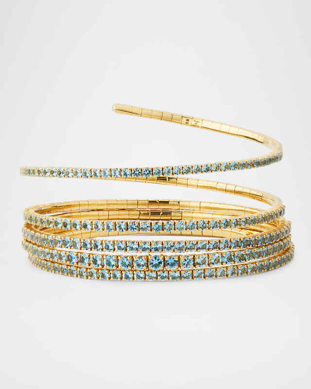 18K Yellow Gold Aquamarine 5-Coil Bracelet