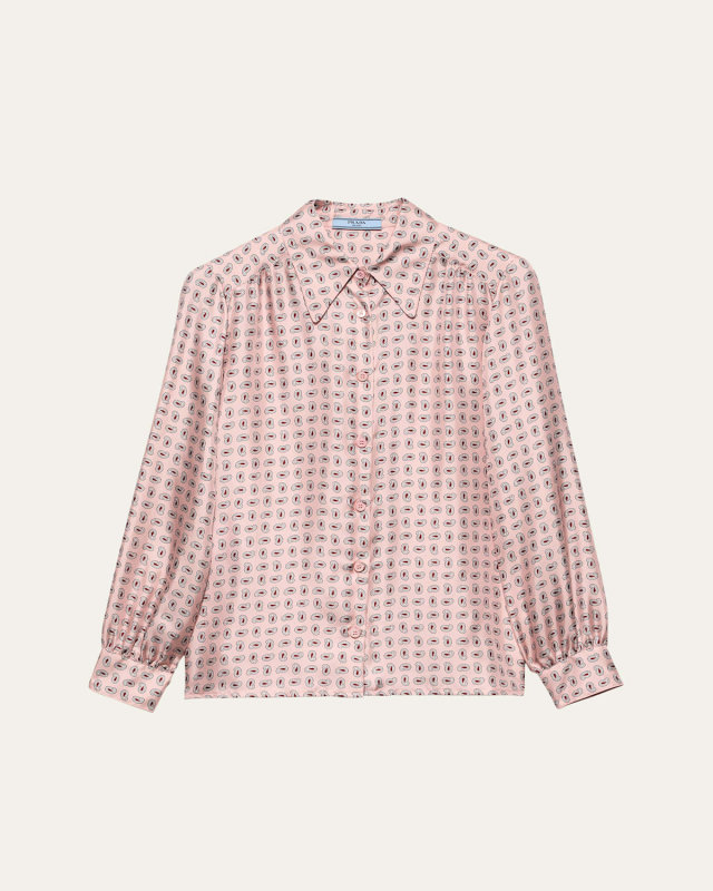 Paisley Button Down Silk Twill Blouse