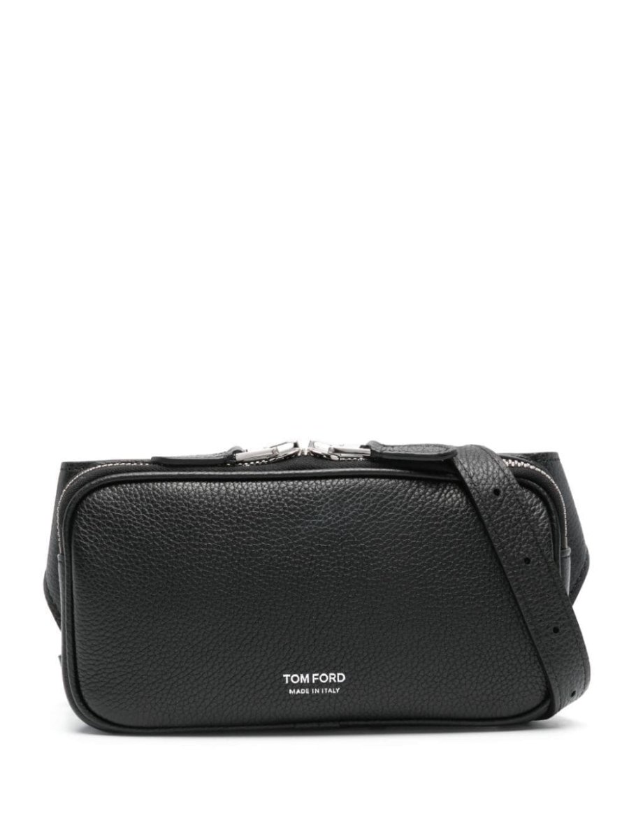 buckle-fastening leather belt bag