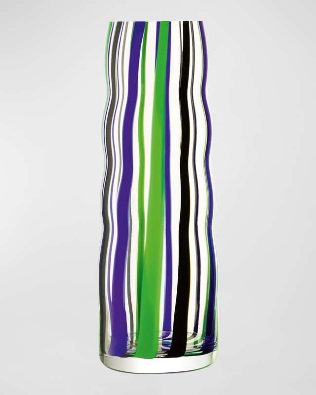 Folk 16.5" Vase, Black/Blue/Green