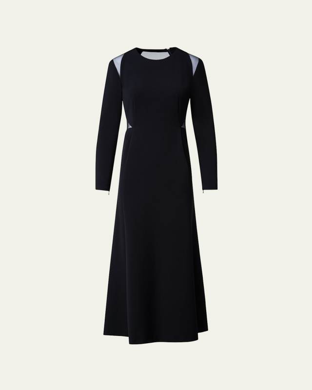 Cut-Out Long Sleeve A-Line Midi Dress