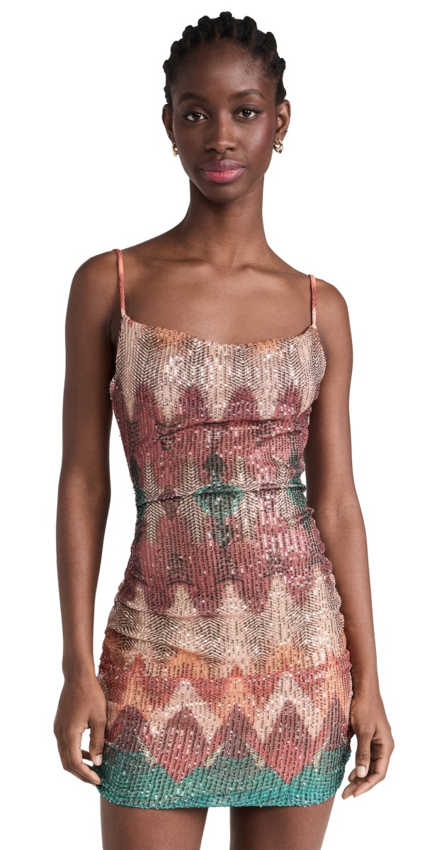 Ramy Brook Nia Dress Multicolor Chevron Sequin