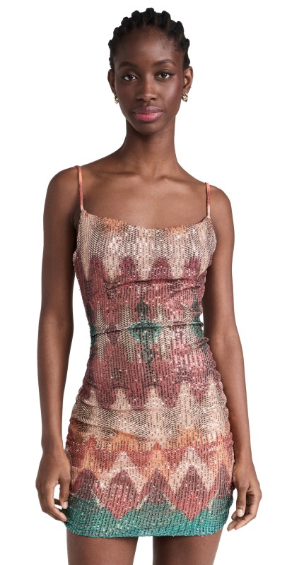 Ramy Brook Nia Dress Multicolor Chevron Sequin
