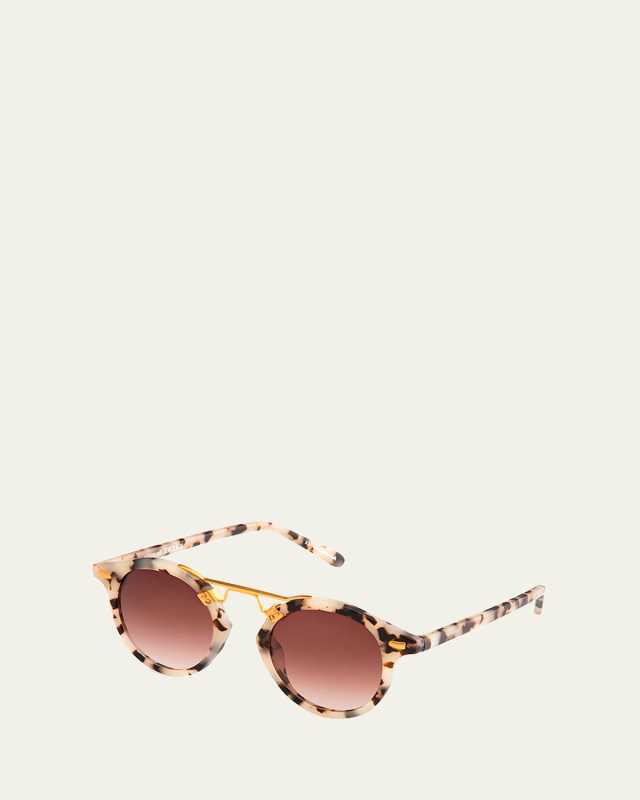 St. Louis Round Gradient Sunglasses, Rose/White Tortoise