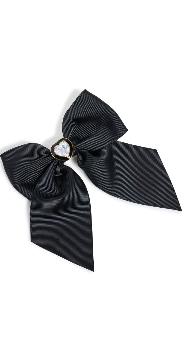 Alison Lou Heart Cocktail Hair Bow Black