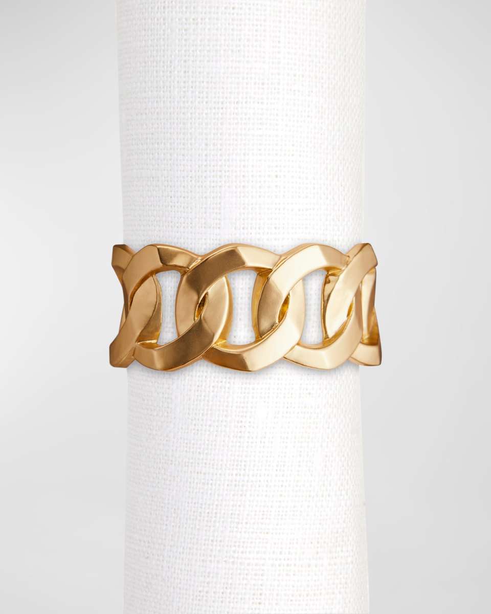 Cuban Link 24K Gold Napkin Rings Jewels, Set of 4