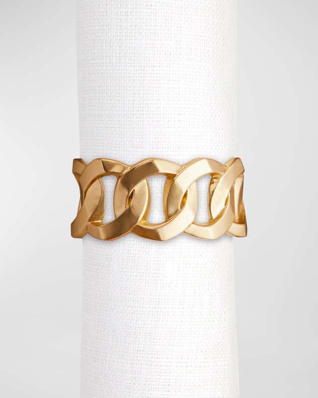 Cuban Link 24K Gold Napkin Rings Jewels, Set of 4