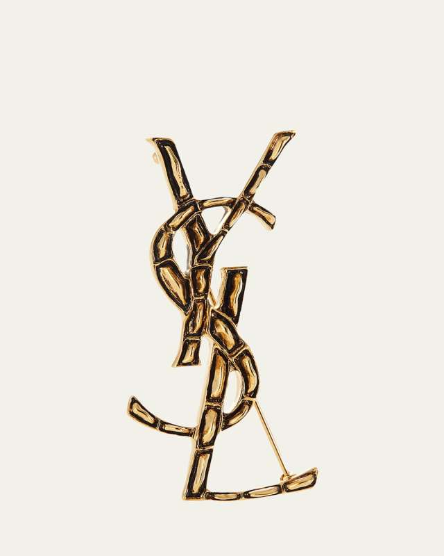 Crocodile Textured YSL Brooch