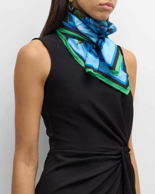 Floral Silk Twill Square Scarf