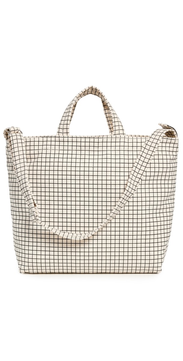 BAGGU Horizontal Zip Duck Bag Natural Grid