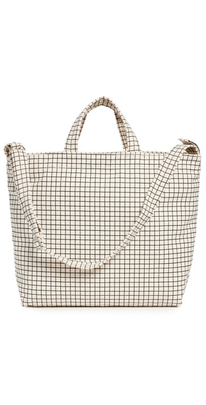 BAGGU Horizontal Zip Duck Bag Natural Grid