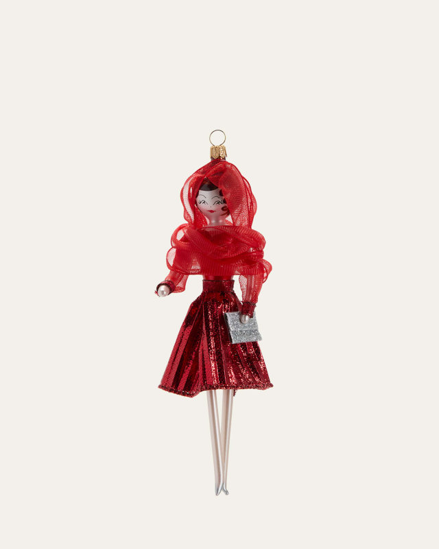 Lady In Red Dress Christmas Ornament