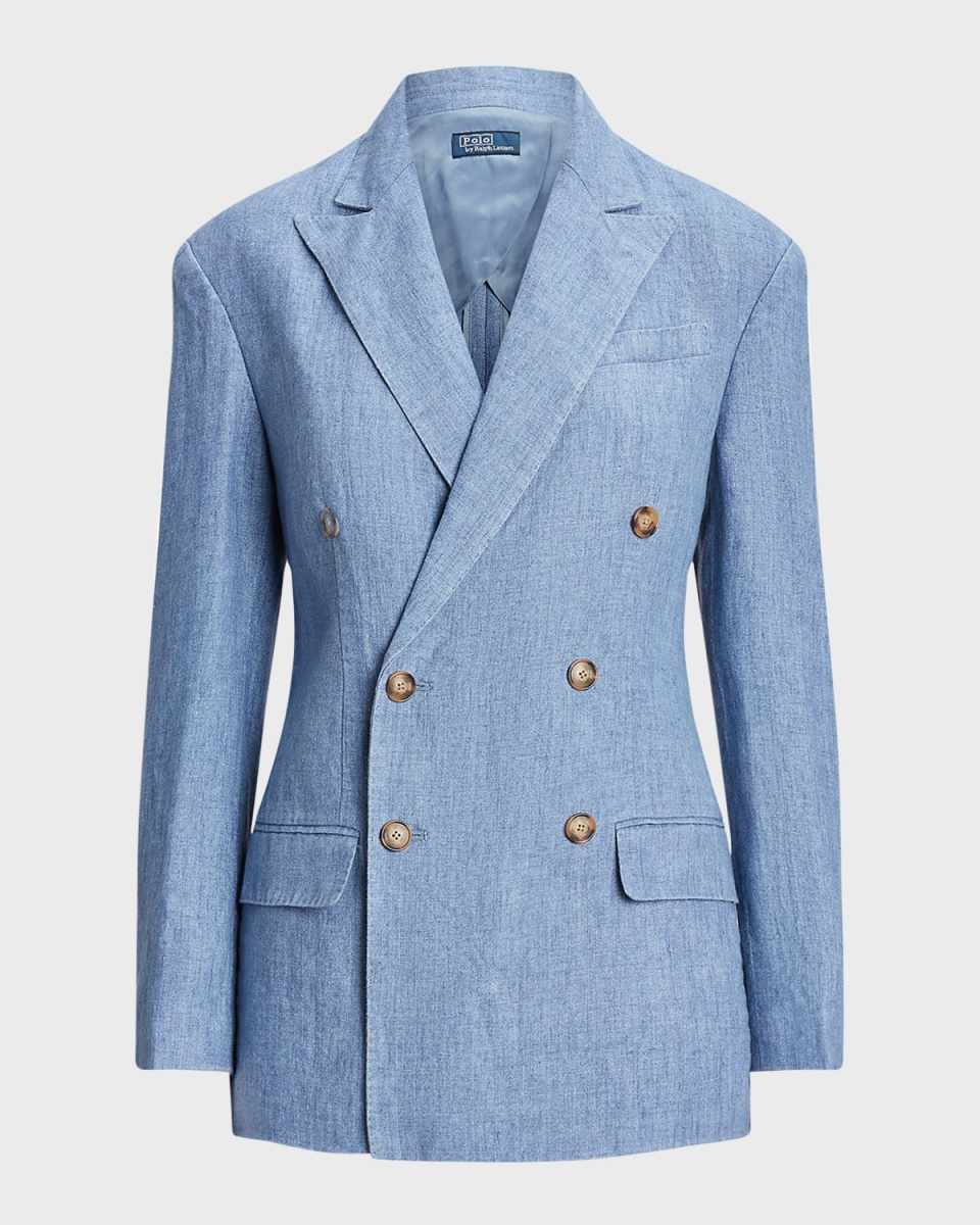 Double-Breasted Linen Blazer