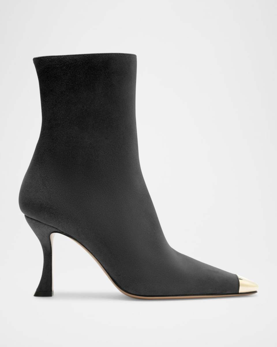 Olivia Suede Cap-Toe Booties