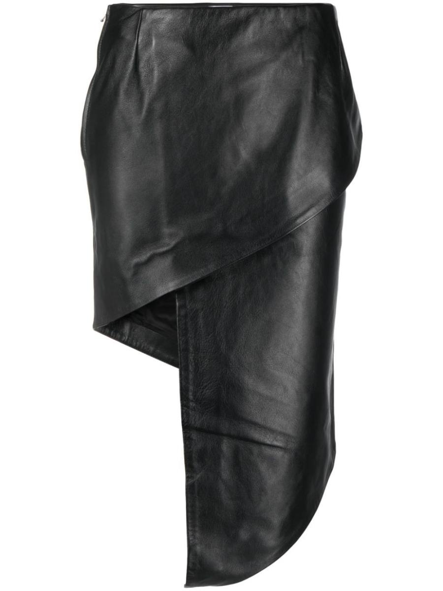 asymmetric leather miniskirt