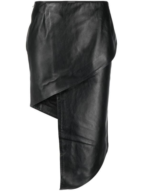 asymmetric leather miniskirt