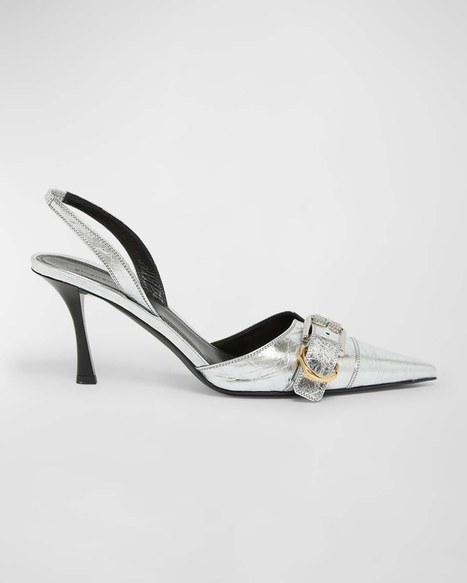 Voyou Metallic Buckle Slingback Pumps