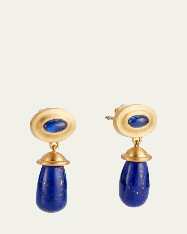 Blue Sapphire and Lapis Alabastra Earrings