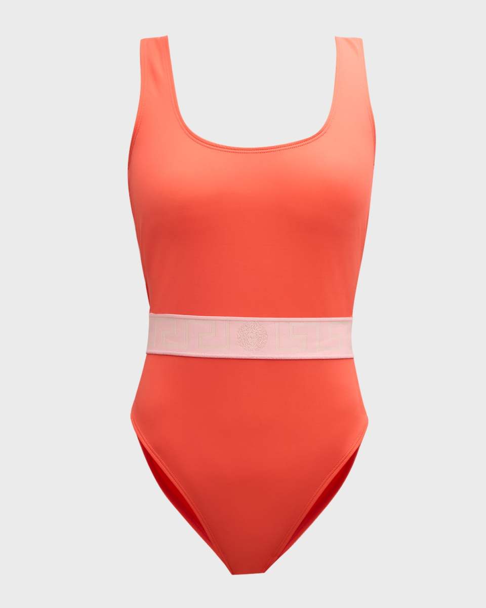 Greca Border One-Piece Swimsuit
