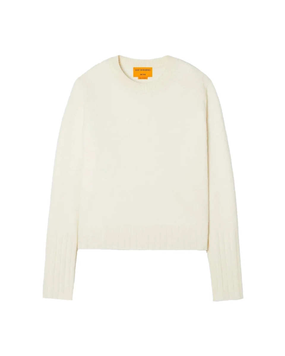 Shrunken Pointelle Crew Cream