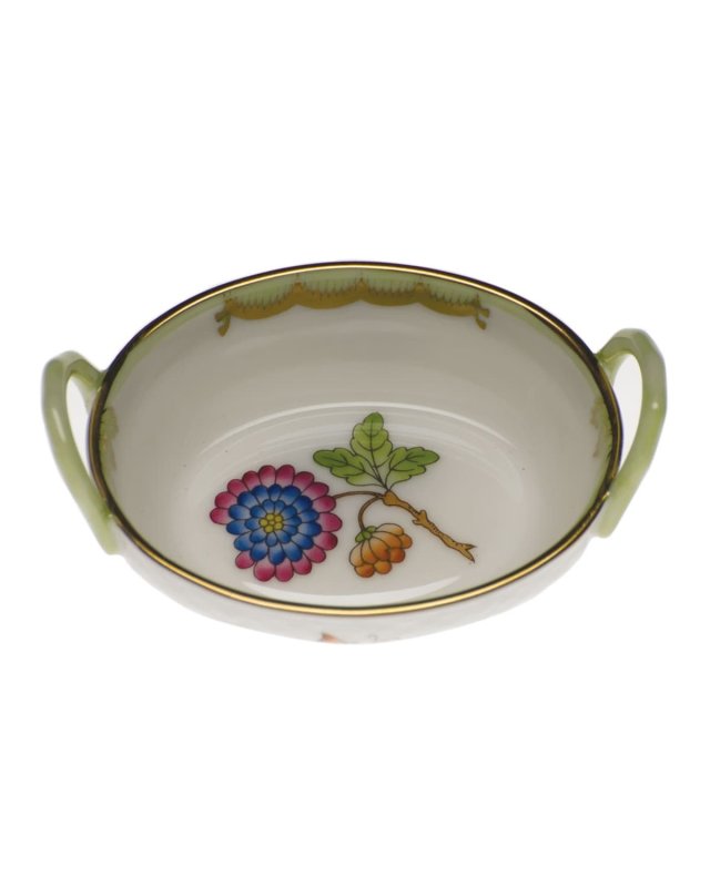 Queen Victoria Green Small Basket with Handles