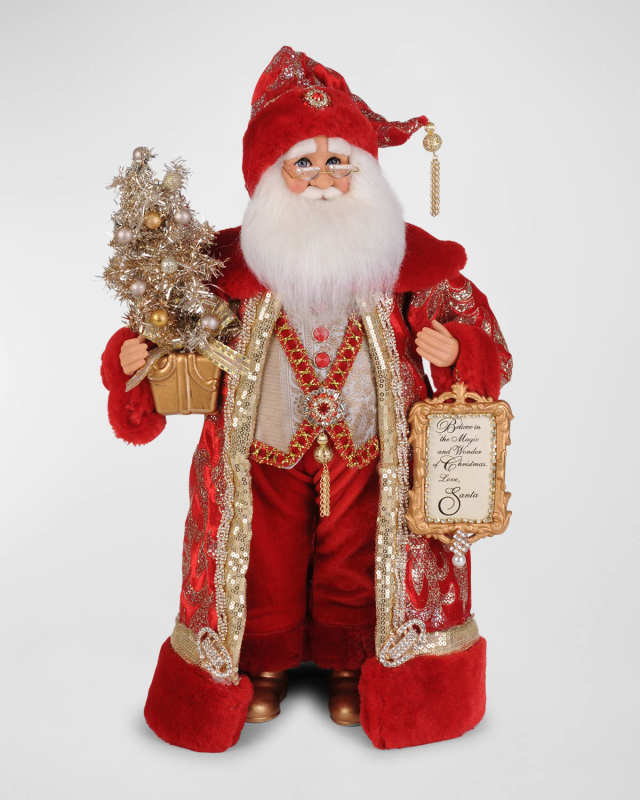 Lighted Scarlet Jeweled Santa Figure